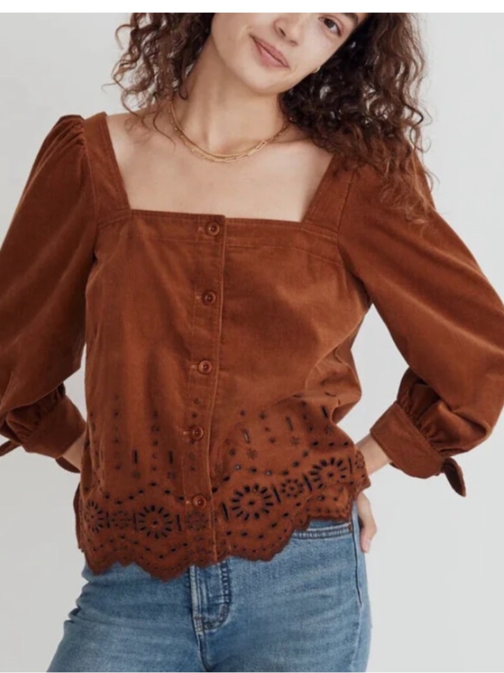 Madewell Brown Corduroy Embroidered
